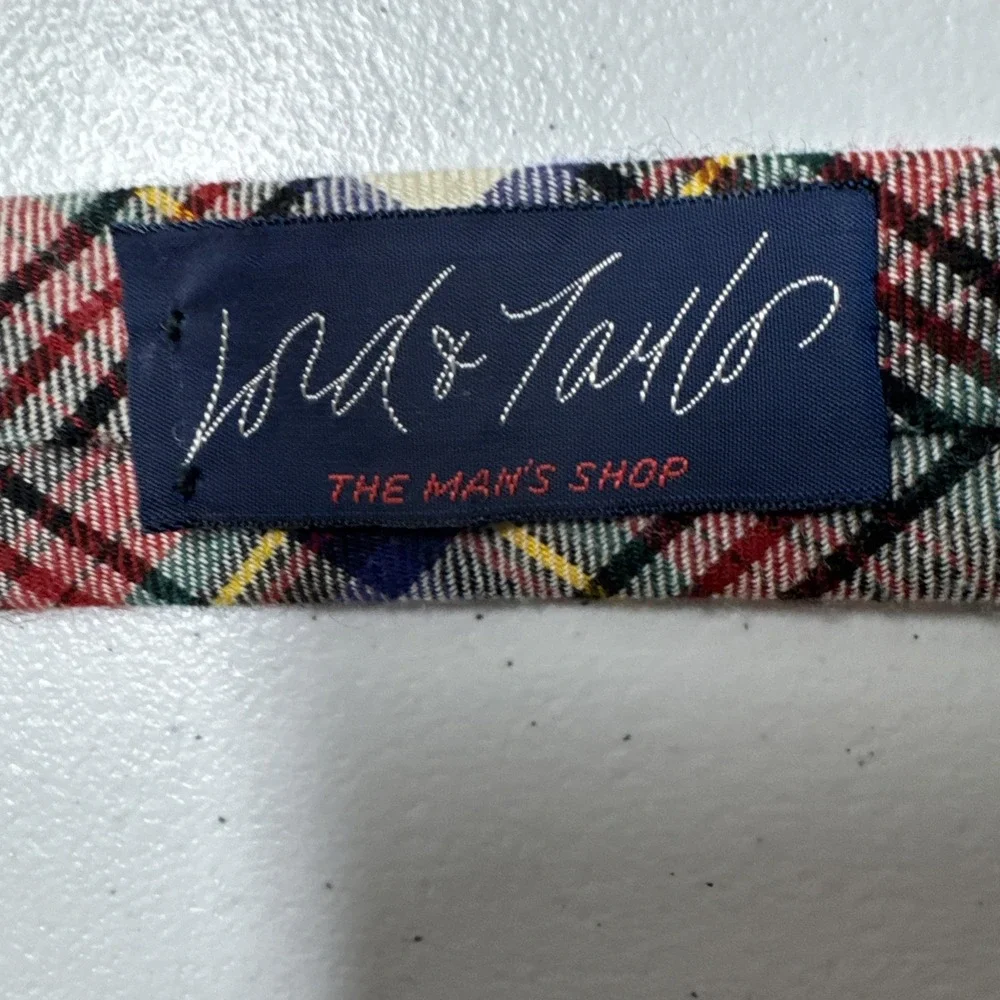 Vivella by Grant Mens Wool Cotton Blend Necktie Green Red Tartan Plaid